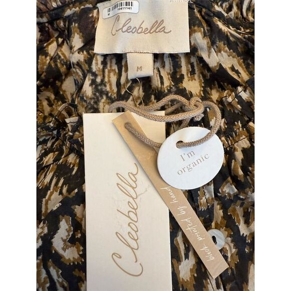 Cleobella Women's Alicia Blouse Size M Button-Front Top Black Leopard - Picture 8 of 11